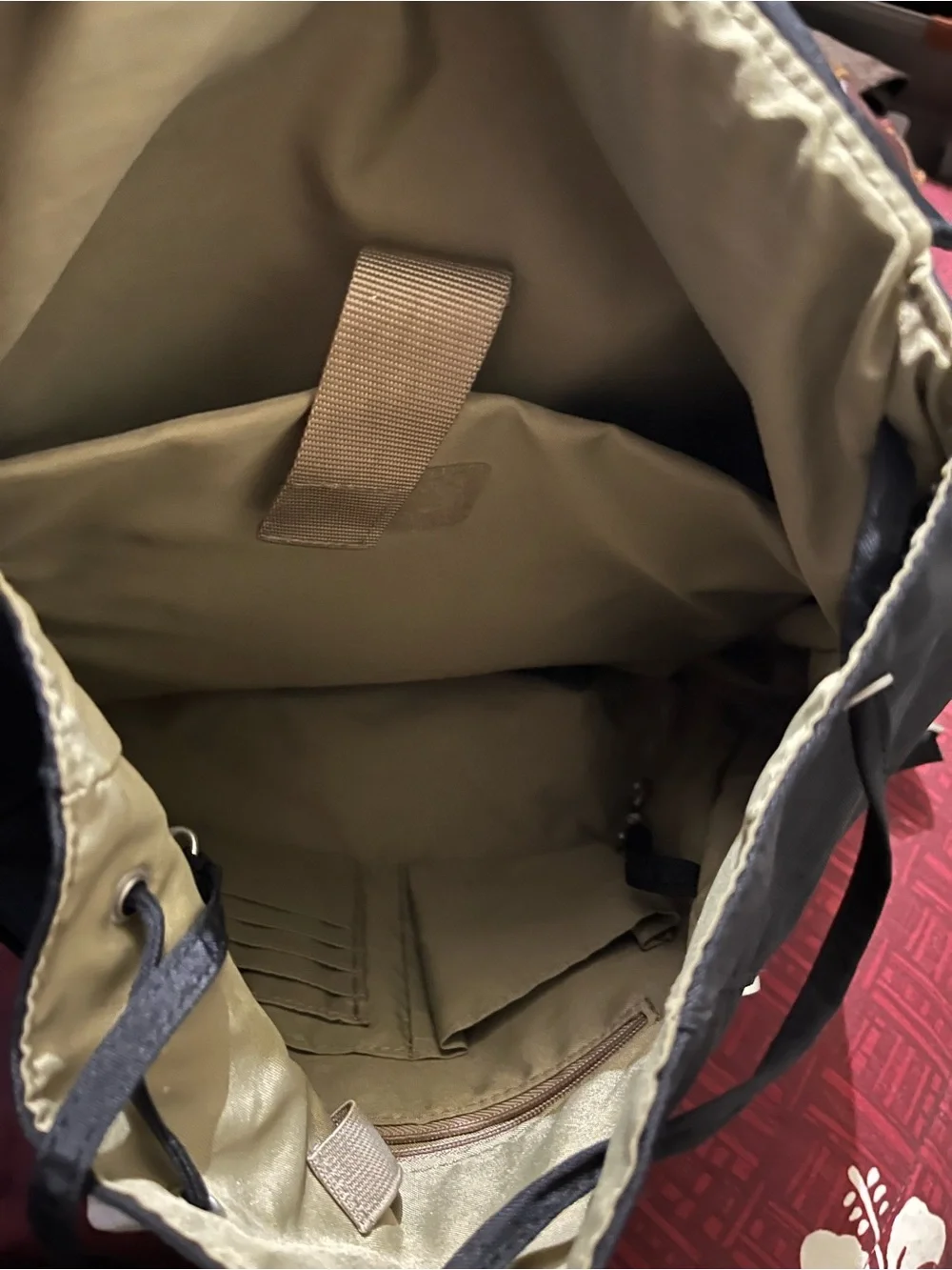 Baggallini Black Drawstring Backpack with Front Zip Pocket